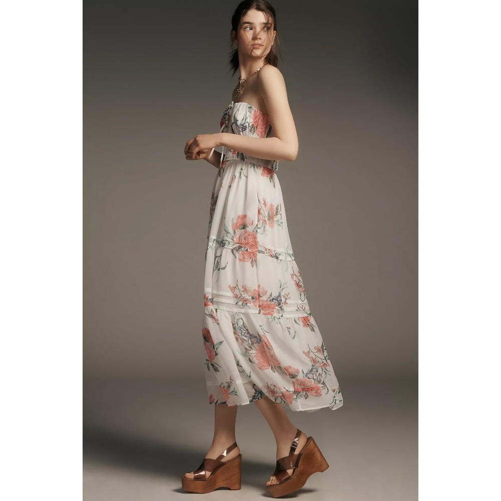 ANTHROPOLOGIE The Somerset Strapless Chiffon Midi Dress - NWT ($178 Retail)